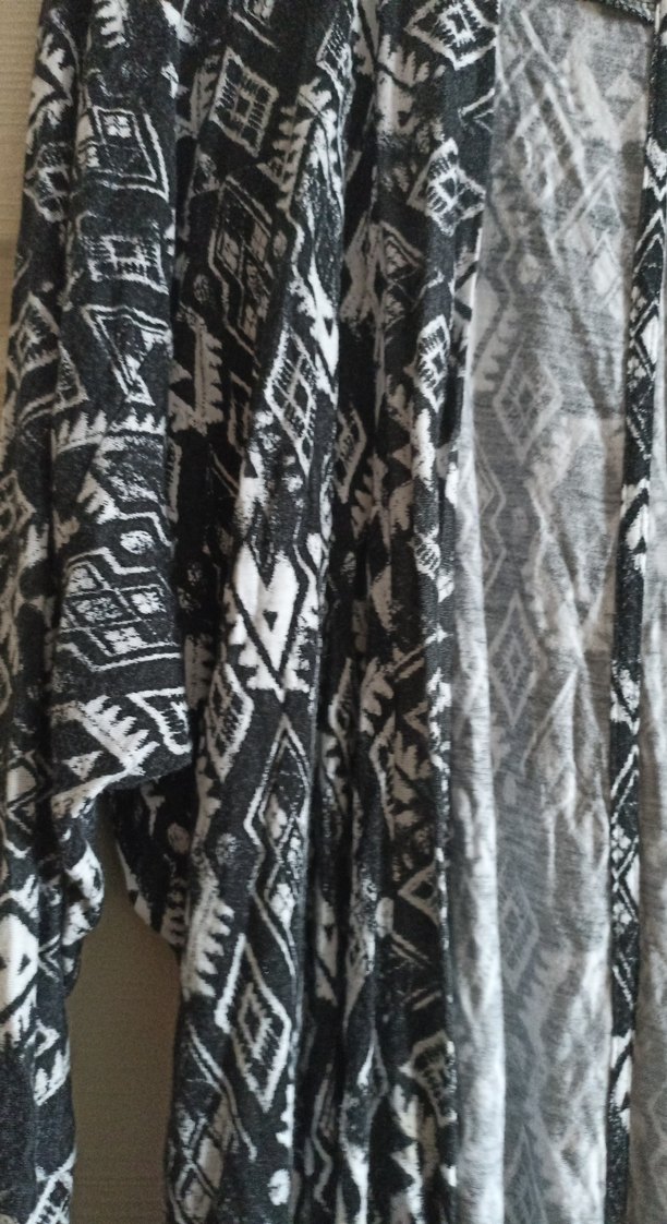 Kadın Gri Uzun Bohem Desenli Hırka - Görsel 3