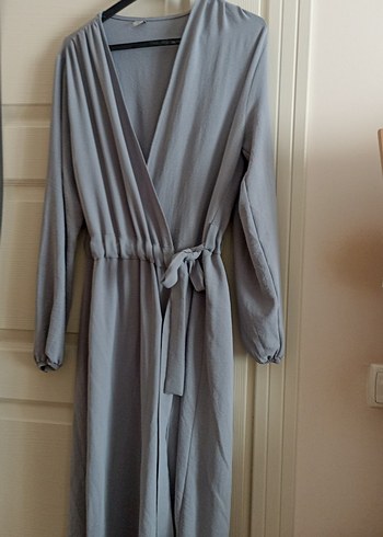 Uzun Gri Kadın Sabahlık - Görsel 3