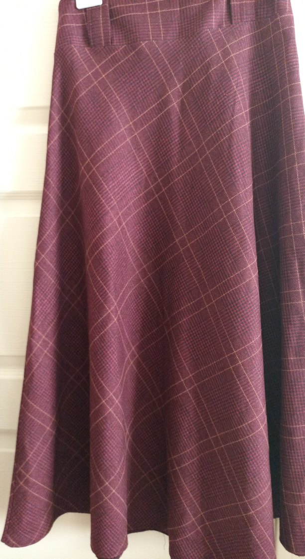 Bordo Midi Pilili Kadın Etek - Görsel 2