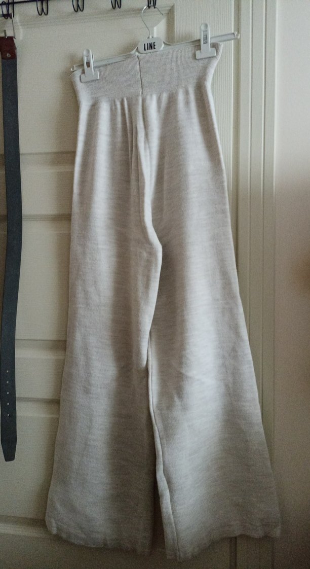 Bej Keten Rahat Kesim Midi Kadın Pantolon - Görsel 2