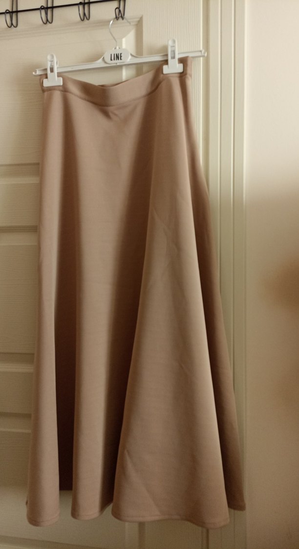 Bej Midi Drapeli Kadın Etek - Görsel 2