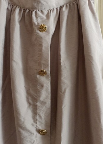 Düğmeli Kolsuz Bej Keten Kadın Takım Elbise - Görsel 4