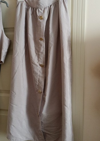 Düğmeli Kolsuz Bej Keten Kadın Takım Elbise - Görsel 3