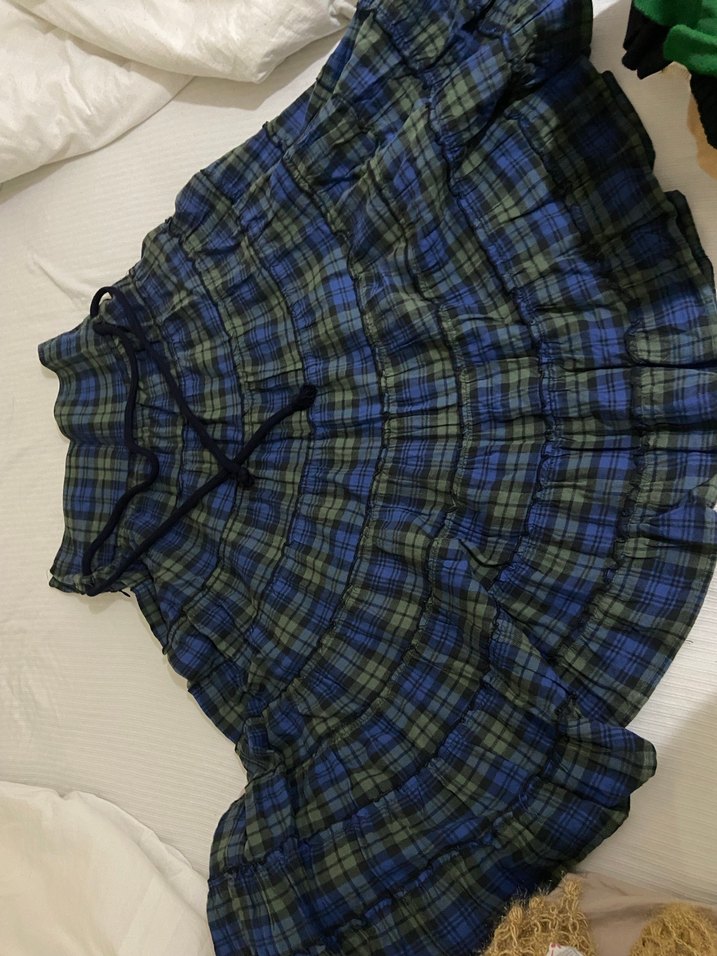 Mavi Bağlamalı Pileli Midi Etek - Görsel 4