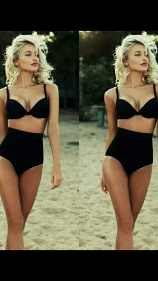 siyah yüksek bel bikini 