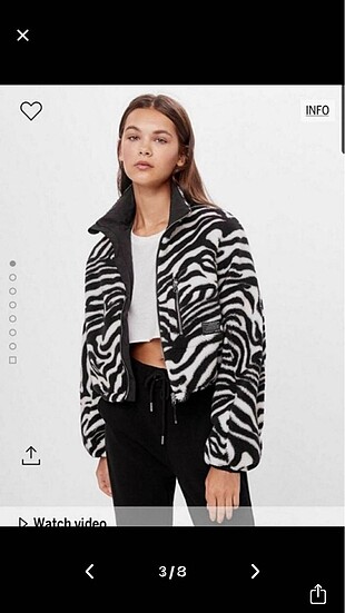 Bershka Peluş zebra desenli mont