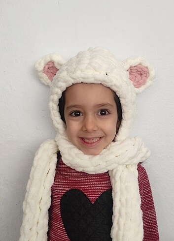 Diğer kuzu balaclava sapka atki takim