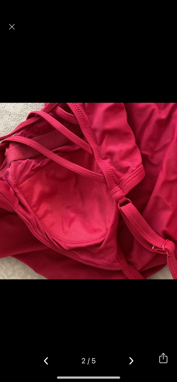 Kırmızı Drapeli İnce Askılı Kadın Mayo - Görsel 5