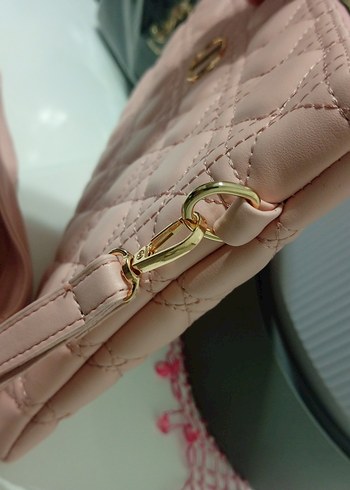 Pembe Nakışlı Kadın Çantası Fermuarlı - Görsel 5