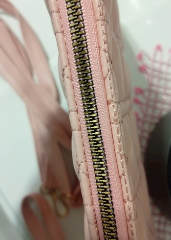 Pembe Nakışlı Kadın Çantası Fermuarlı - Görsel 12