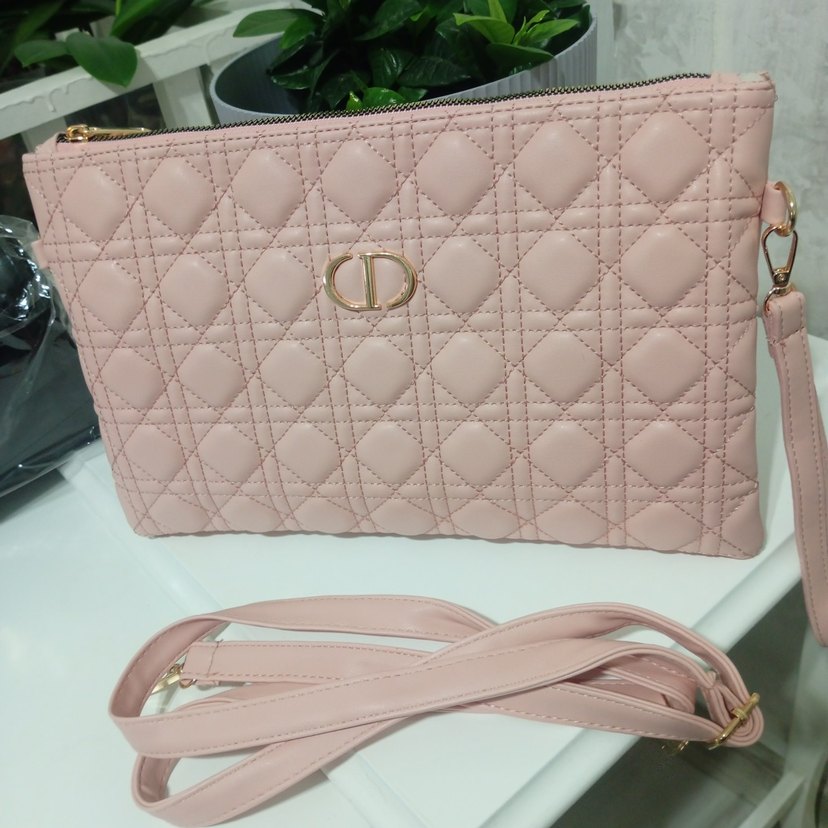 Pembe Nakışlı Kadın Çantası Fermuarlı - Görsel 2