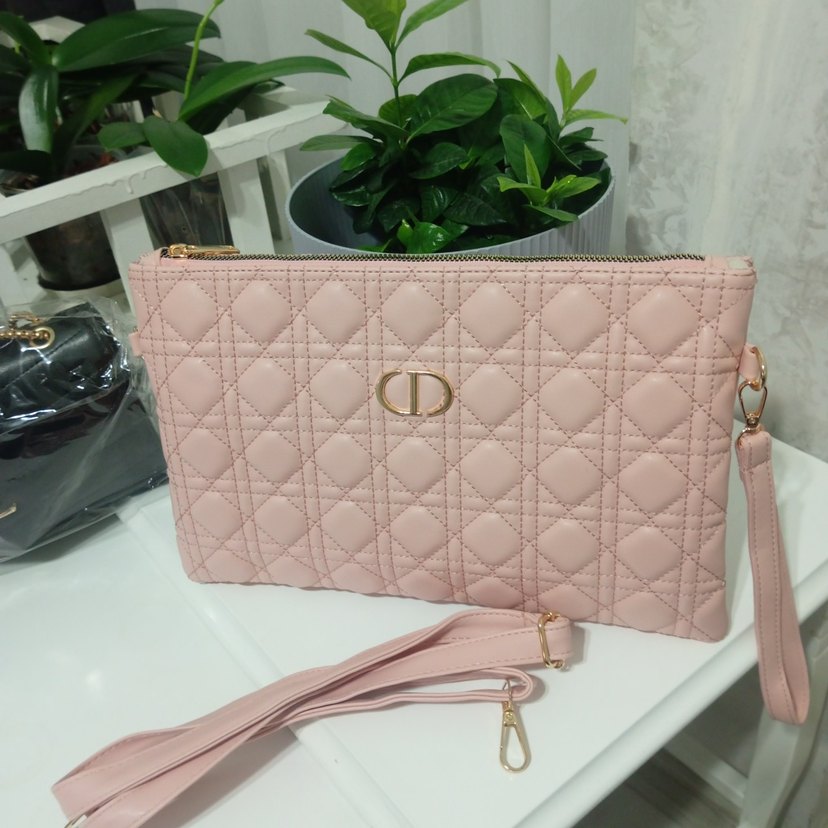 Pembe Nakışlı Kadın Çantası Fermuarlı - Görsel 4