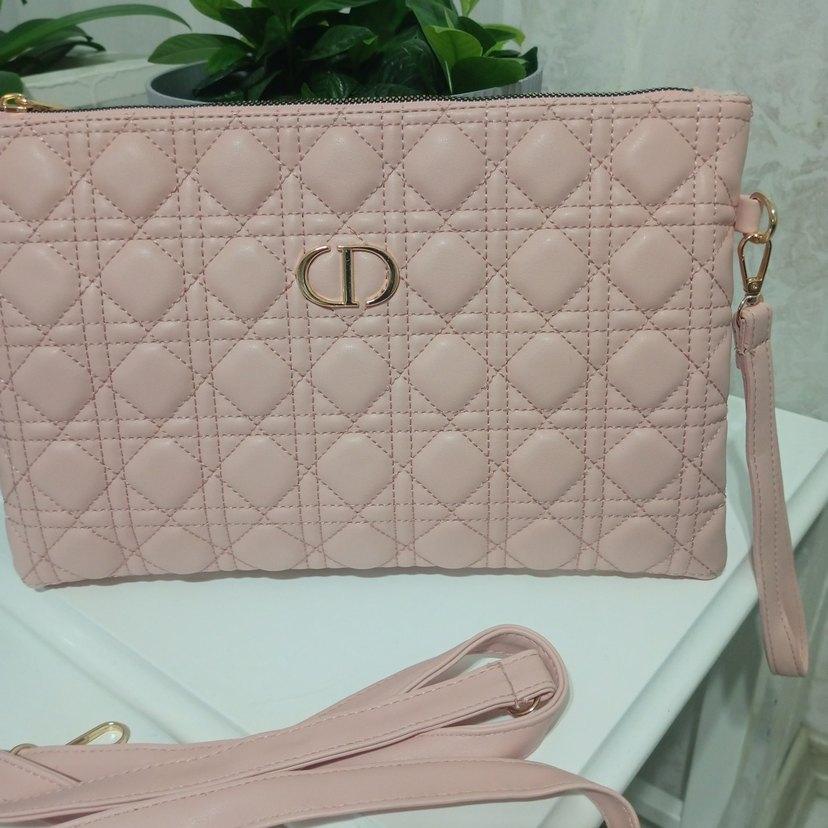 Pembe Nakışlı Kadın Çantası Fermuarlı - Görsel 3