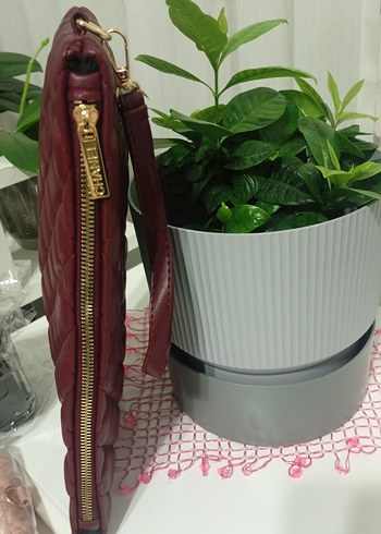 Bordo Deri Kadın Çanta Tokalı - Görsel 9