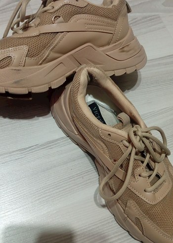 Bej Bağcıklı Kadın Platform Spor Ayakkabı - Görsel 19