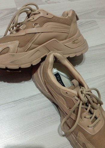 Bej Bağcıklı Kadın Platform Spor Ayakkabı - Görsel 18