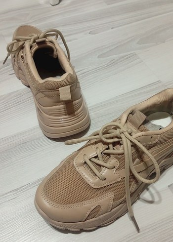 Bej Bağcıklı Kadın Spor Ayakkabı - Görsel 11