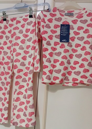 Kız Çocuk Uzun Kollu Kalp Desenli Pijama Takımı - Görsel 7