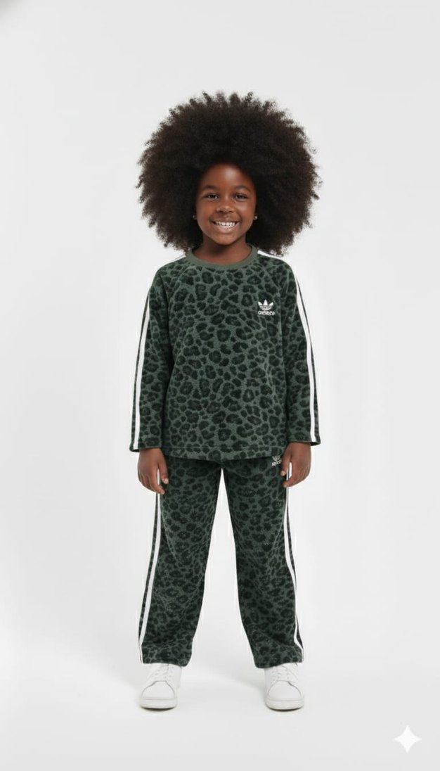 Kız Leopar Desenli Kadife Eşofman Takımı - Görsel 3