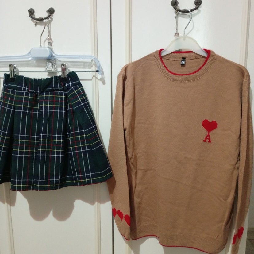 Nakışlı Kahverengi Kız Triko Kazak - Görsel 2