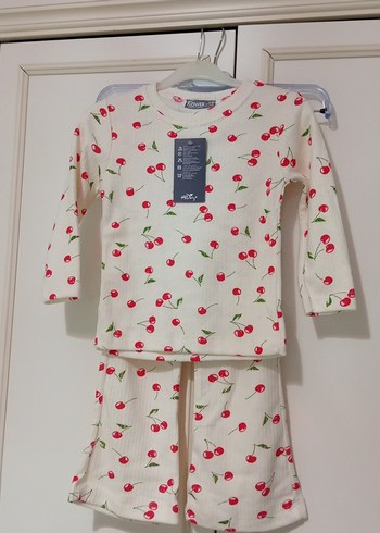 Kiraz desenli uzun kollu bebek kız takımı - Görsel 2