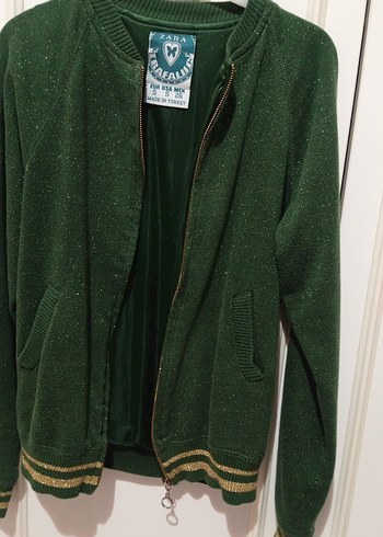 Yeşil Parlak Fermuarlı Midi Kadın Ceket çocuk - Görsel 7