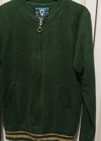 Yeşil Parlak Fermuarlı Midi Kadın Ceket çocuk - Görsel 3