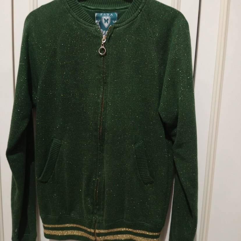 Yeşil Parlak Fermuarlı Midi Kadın Ceket çocuk - Görsel 3