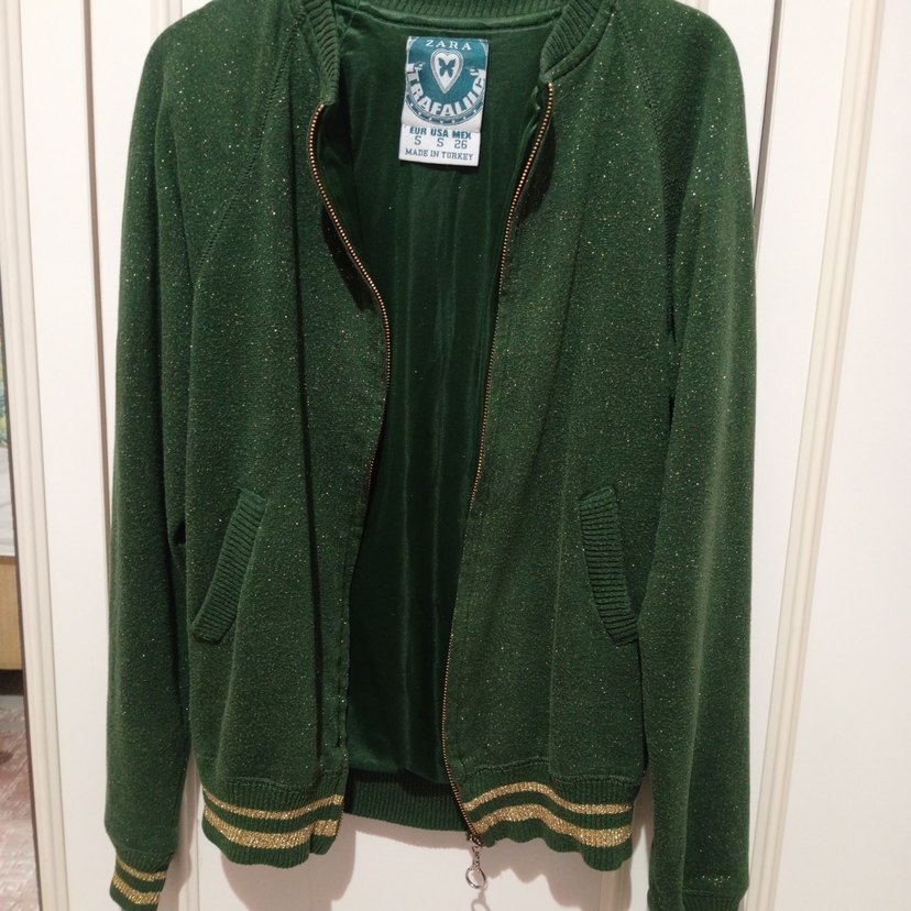 Yeşil Parlak Fermuarlı Midi Kadın Ceket çocuk - Görsel 2