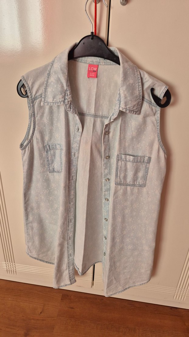 Düğmeli Kolsuz Gömlek - Görsel 3