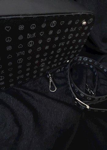 Siyah Baskılı Deri Kadın Omuz Çantası - Görsel 5