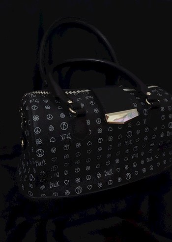 Siyah Baskılı Deri Kadın Omuz Çantası - Görsel 4