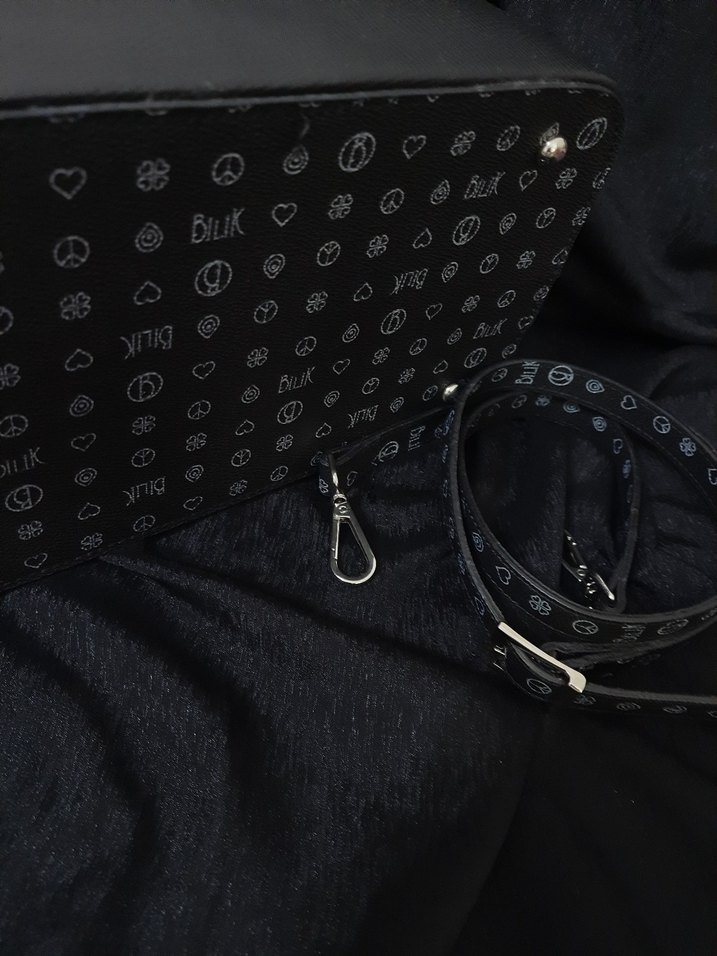 Siyah Baskılı Deri Kadın Omuz Çantası - Görsel 5