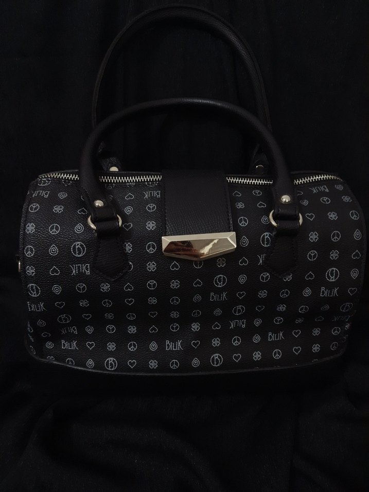 Siyah Baskılı Deri Kadın Omuz Çantası - Görsel 2