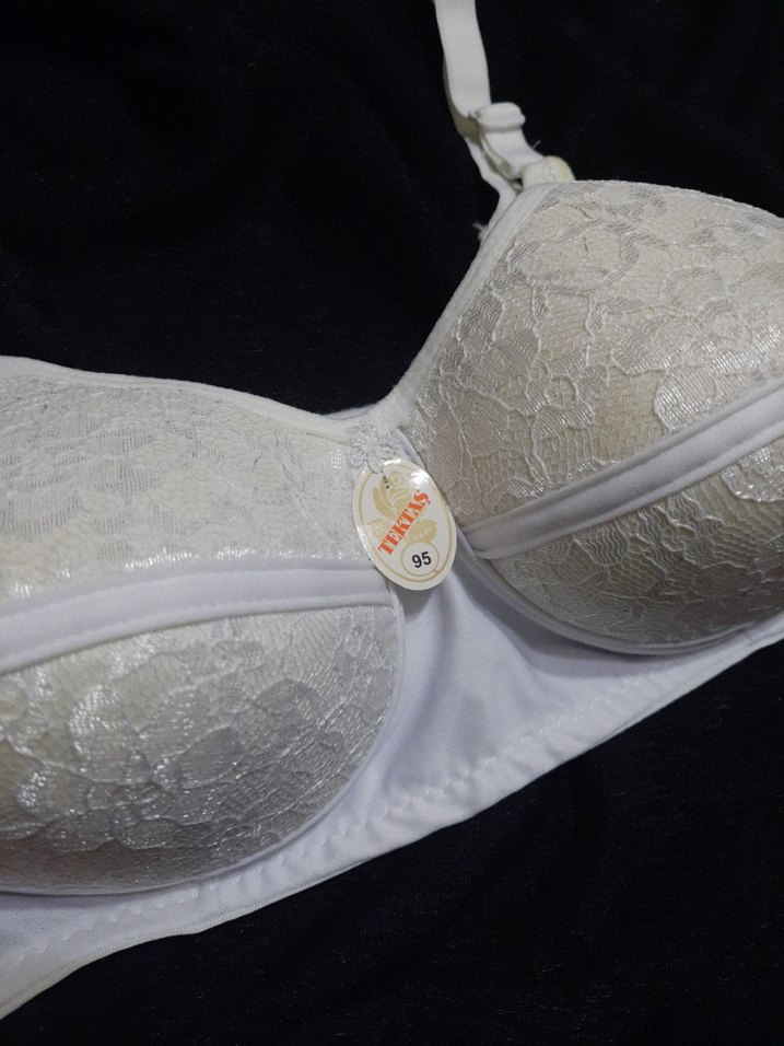 Beyaz Minimalist Dantelli Sütyen - Görsel 2