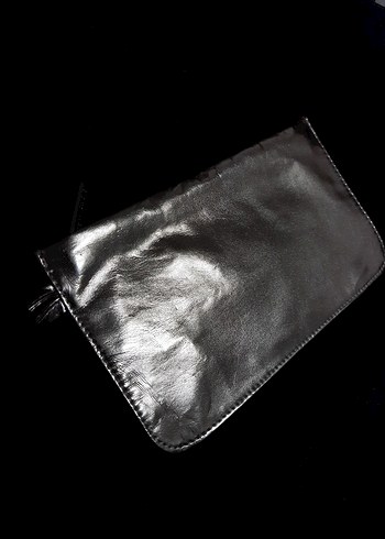 Parlak Altın Deri makyaj çantası - Görsel 4