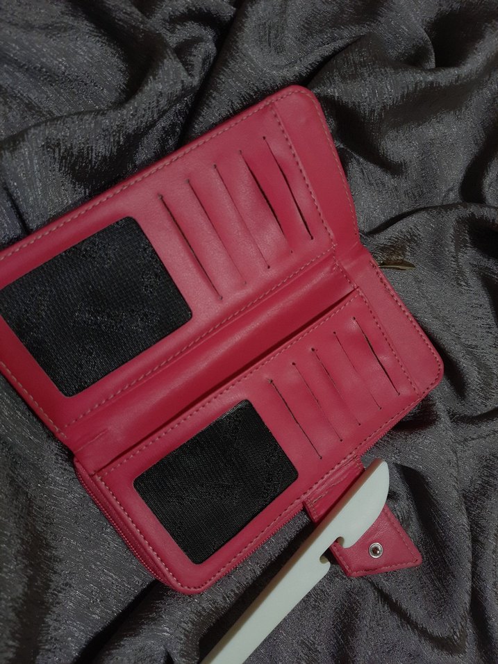 Pembe Deri Fermuarlı Kadın Cüzdanı - Görsel 3