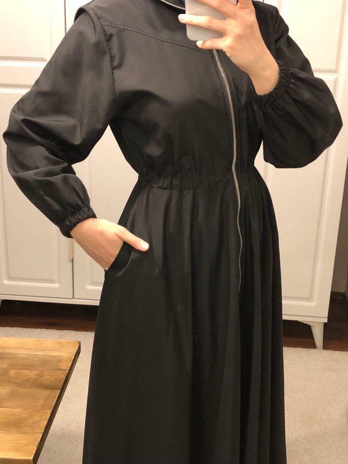 Siyah Kadın Yağmurluk Fermuarlı - Görsel 5