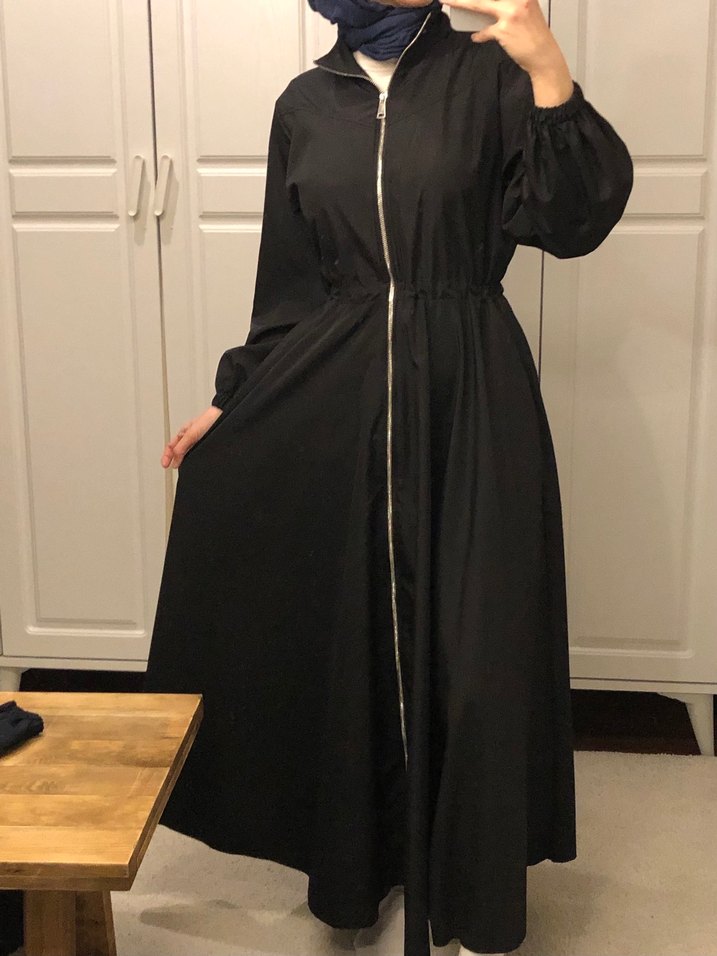 Siyah Kadın Yağmurluk Fermuarlı - Görsel 4