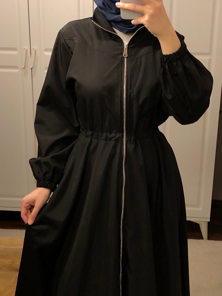 Siyah Kadın Yağmurluk Fermuarlı - Görsel 3