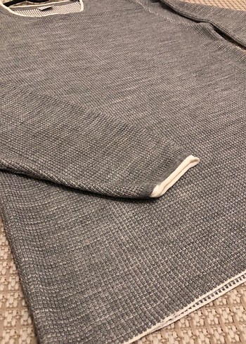 Gri Erkek Triko Bisiklet Yaka Kazak - Görsel 2