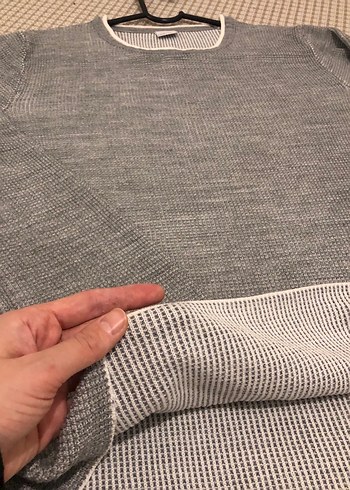 Gri Erkek Triko Bisiklet Yaka Kazak - Görsel 4