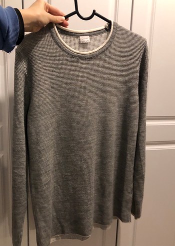 Gri Erkek Triko Bisiklet Yaka Kazak - Görsel 5