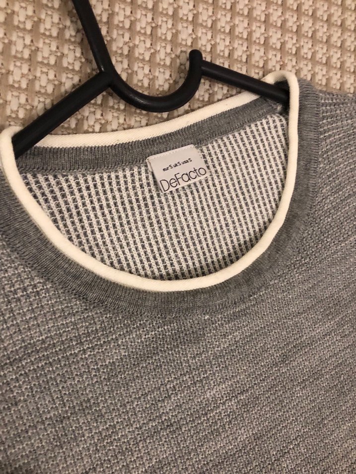 Gri Erkek Triko Bisiklet Yaka Kazak - Görsel 3