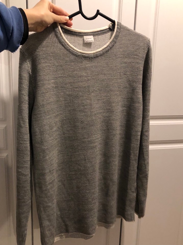 Gri Erkek Triko Bisiklet Yaka Kazak - Görsel 5