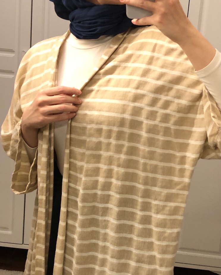 Bej Uzun Kollu Kadın Kimono - Görsel 3