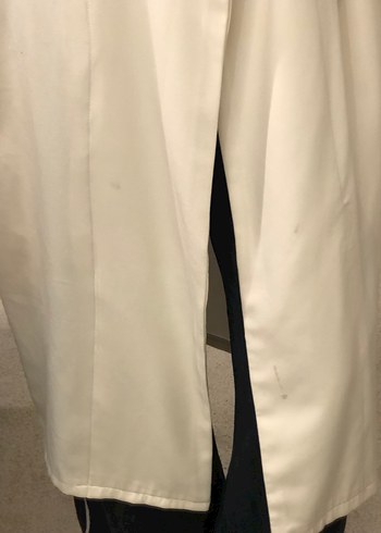 Beyaz Uzun Kadın Trençkot - Görsel 7