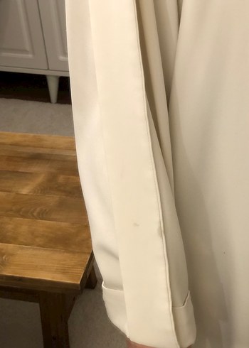 Beyaz Uzun Kadın Trençkot - Görsel 8