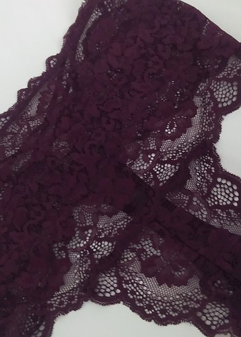 mürdüm dantel detaylı tanga - Görsel 2