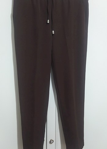 Kadın Kahverengi Midi Rahat Kesim Kumaş Pantolon - Görsel 2